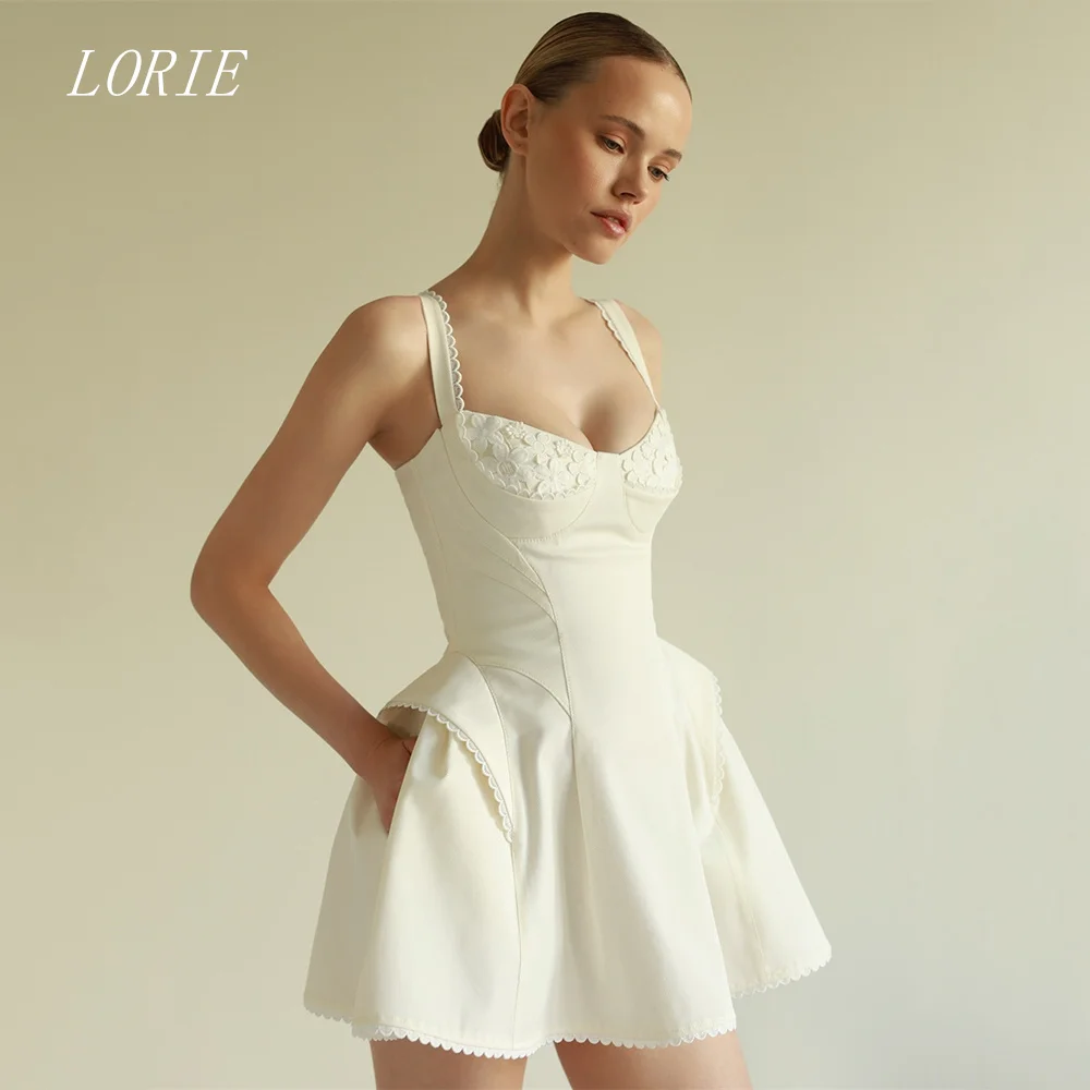 LORIE Luxury A Line Civil Wedding Dress Spaghetti Strap Bridal Dresses Appliques Ruffles Engagement Wedding Gown Customized 2026