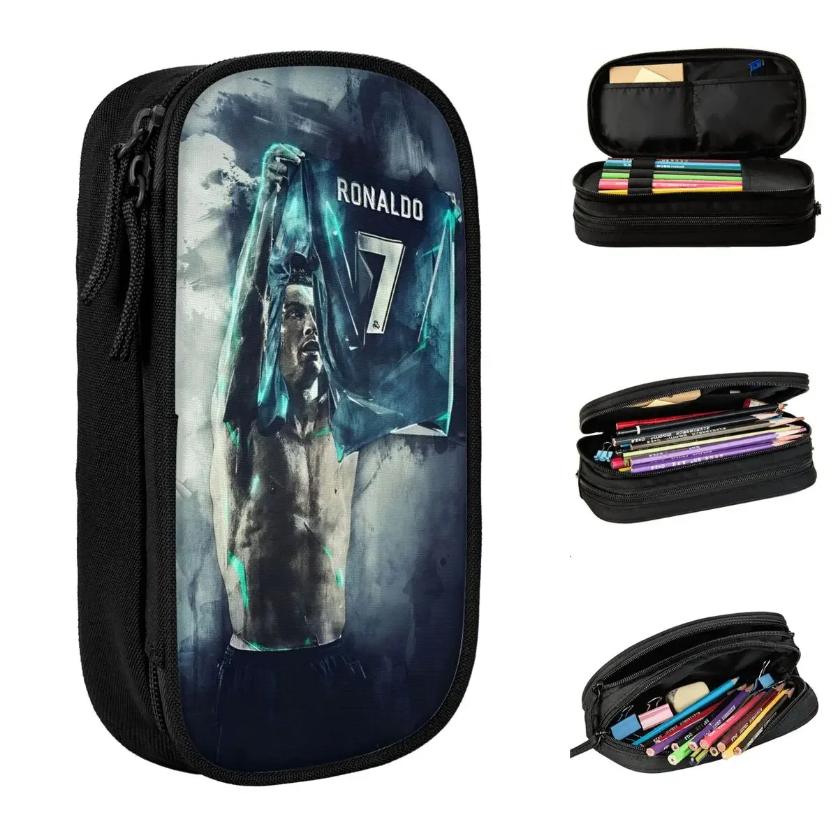 New Football Legend CR7 Pencil Case Pencilcases Pen for Girl Boy Big Capacity Bags Office Gifts Stationery