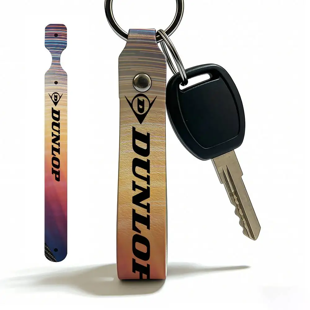

For Dunlop PU Leather Motorcycle Keychain Universal Motorbike Key Ring Holder For Riders Men Gift