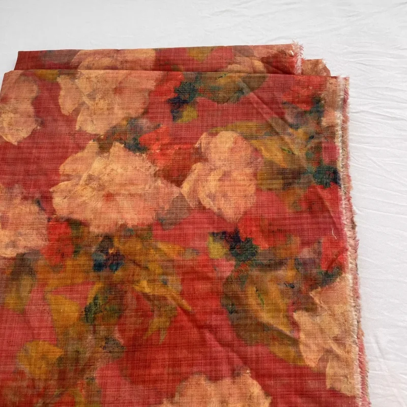 

Retro Red Flower Polyester Cotton Cloth Fabric For Clothing Handmade DIY Fabric