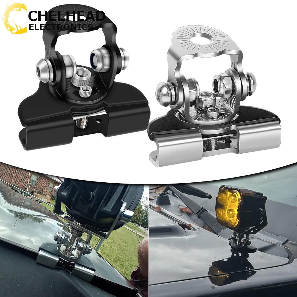 2Pcs Engine Hood Mount Clamp Bracket for LED Work Light Pods Light Bar, Universal Offroad Hood Mount For Jeep 4x4 Lada SUV