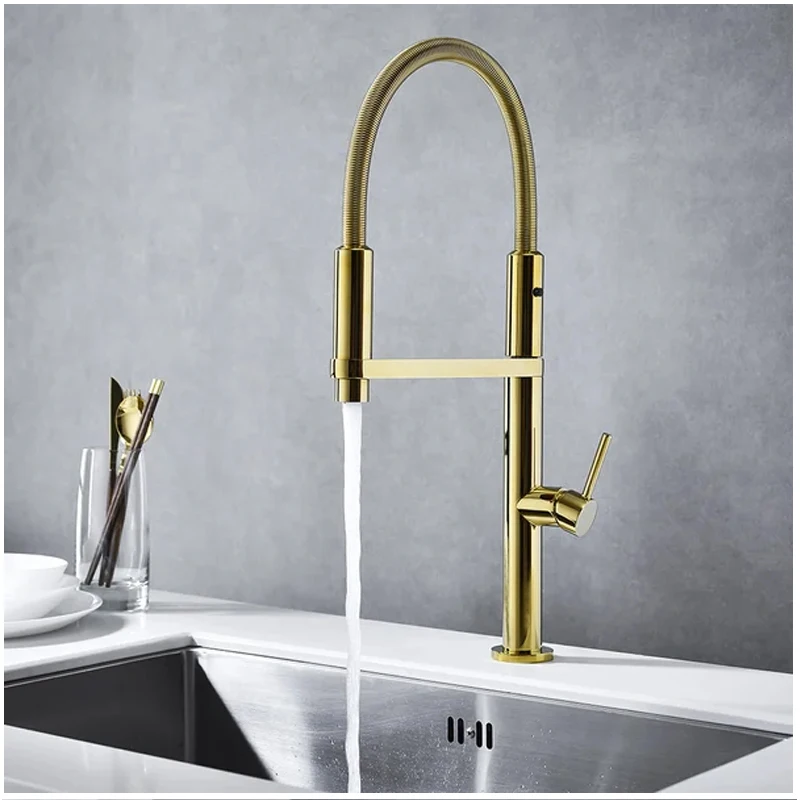 Rubinetto da cucina estraibile con spruzzo a doppia funzione 3 in 1 magnetico ad arco alto a foro singolo