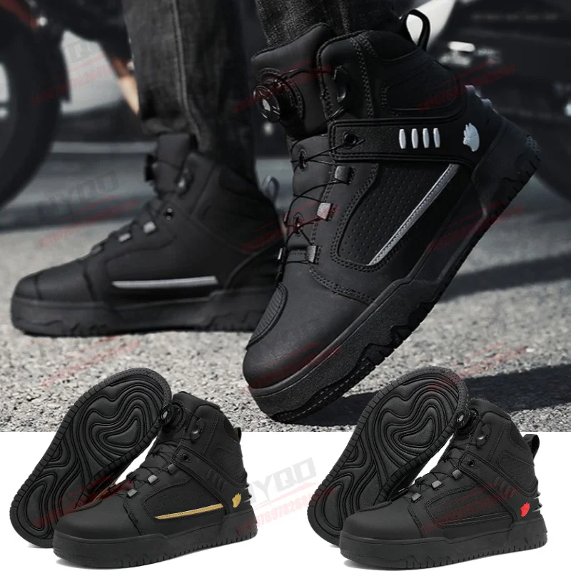 

Motorcycle Men's Four Season Riding Boots Leather Waterproof Rubber Sole Anti Slip Anti Drop Wear-resistant Off-road Boots