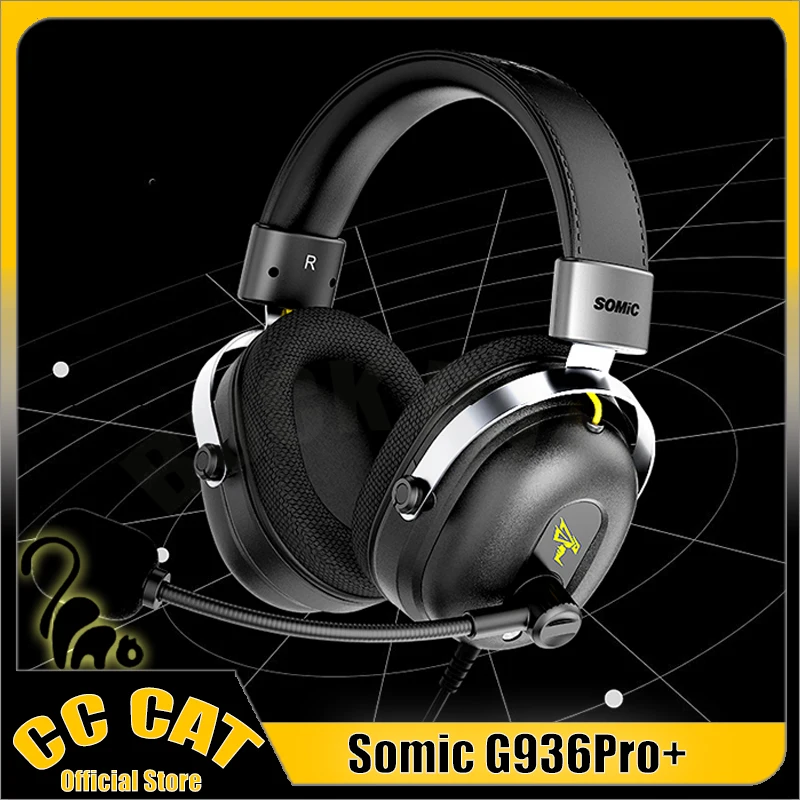 Somic G936pro Plus Headphone Wired Headphones With Microphone Gaming Headphone 7.1 Stereo Sound Esports Low Delay Gamer Headset