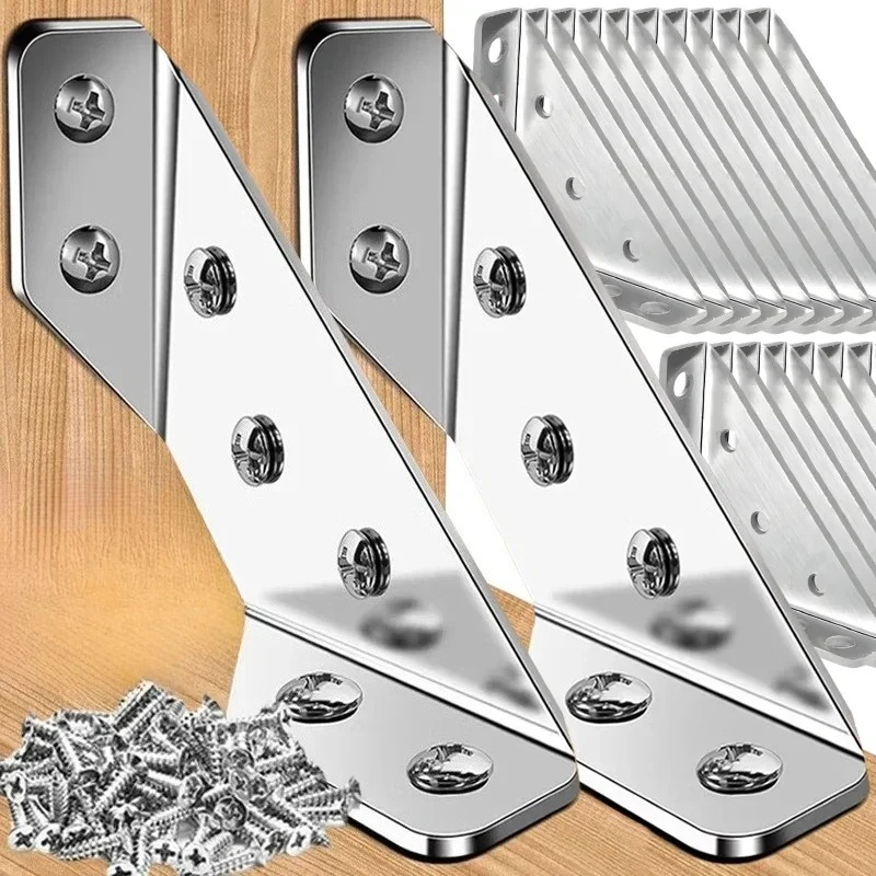 4-80PC Stainless Steel 90 Degree Corner Brace Multipurpose for Cabinet Shelf Drawer Mounting Support Reinforcement Home Wall Fix