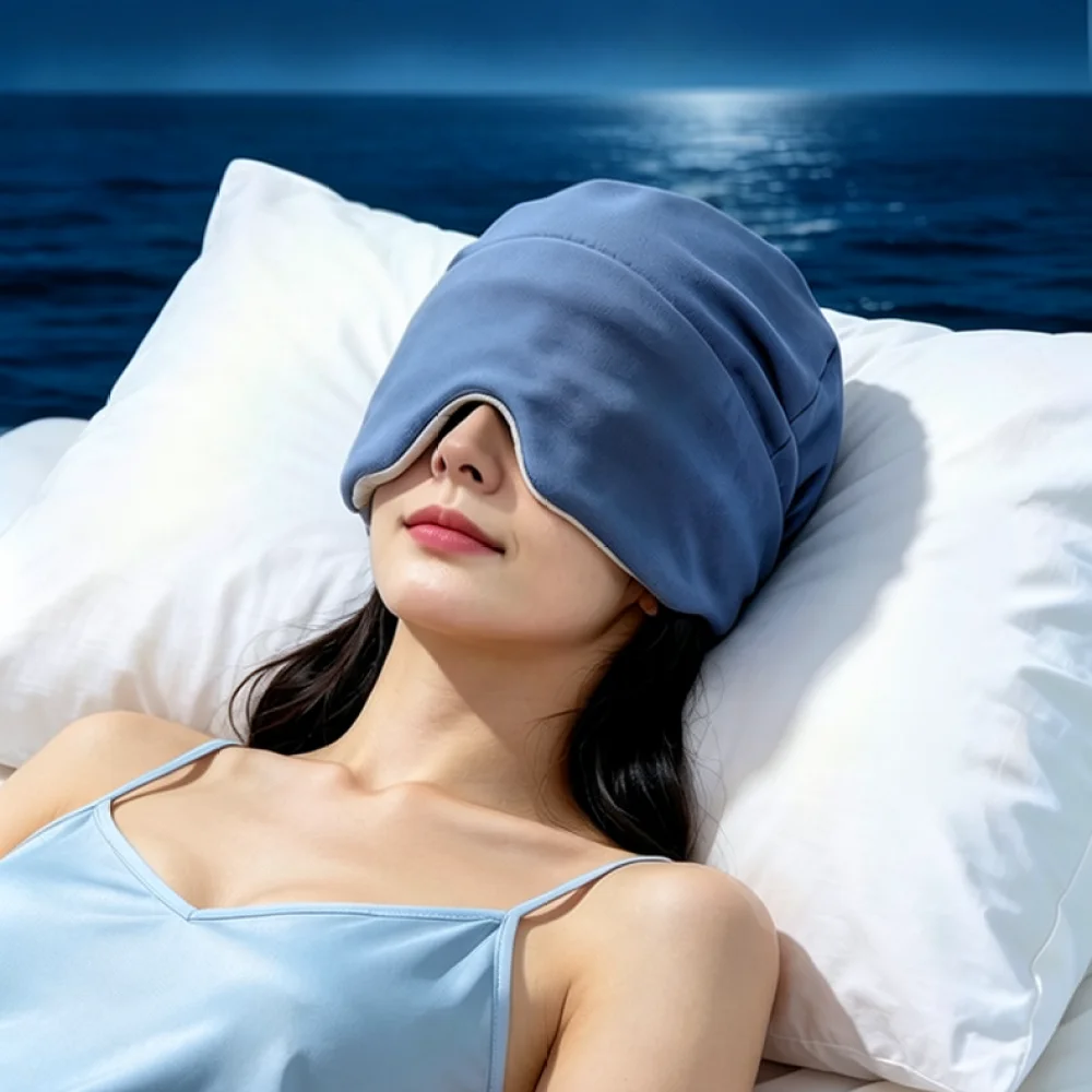 Weighted Sleeping Hat Mask Velvet Fabric Comfortable Eye Cover Blackout Shield For Nap Travel Stress Relief Aid