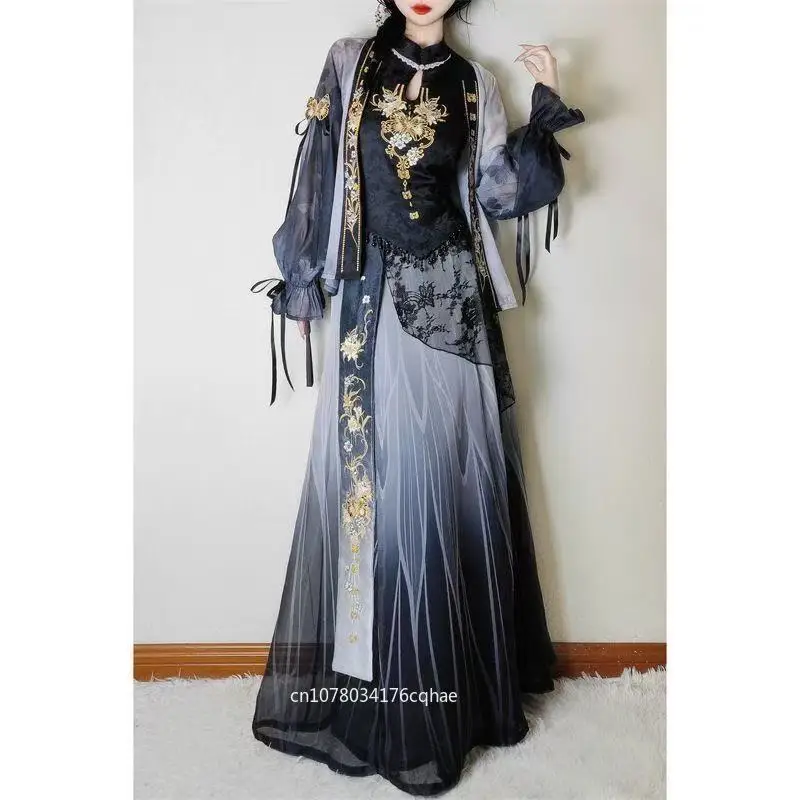 

Women's New Chinese Style Hanfu Song Dynasty Upgraded Cheongsam Dress Carnival Party Cosplay Costume Han Suits Female