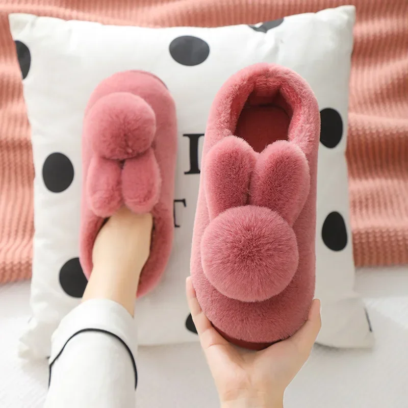 Slippers women shoes Thick bottom anti slip Plush insulation Lovers Cute Home warm slides women zapatos de mujer