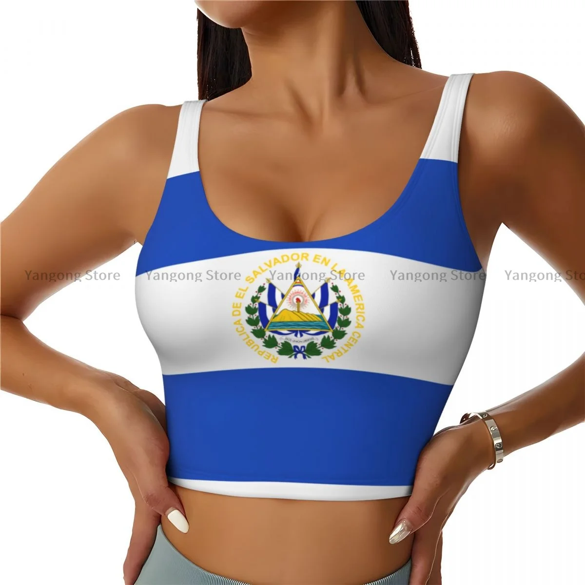 Women Sexy Sports Vest El Salvador Flag Female Streetwear Sport Lingerie Tee Crop Top