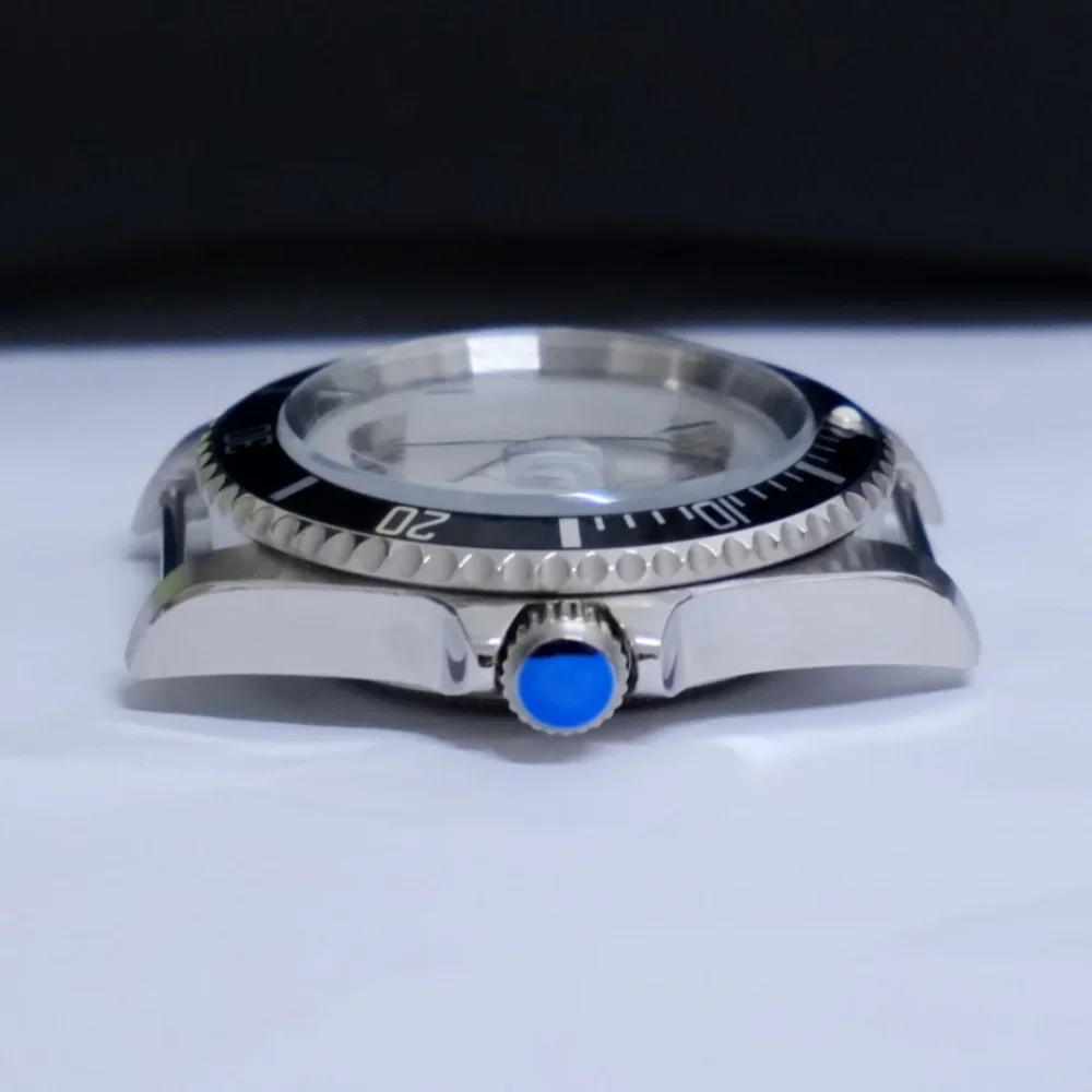 40MM Stainless Steel Watch Case Aluminum Bezel Sapphire Magnifier for 8215/8200/8205/2813 Movement Replacement Parts