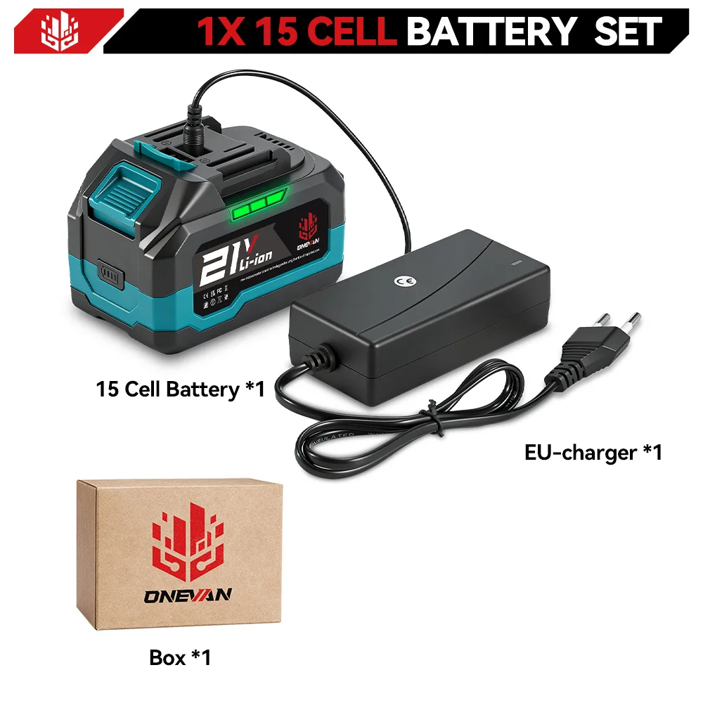 ONEVAN 22500mAh 15000mAh Lithium-Ionen-Akku, geeignet für Lüfter, Schraubenschlüssel, wiederaufladbarer Akku für Makita 18V 21V Akku-Werkzeug