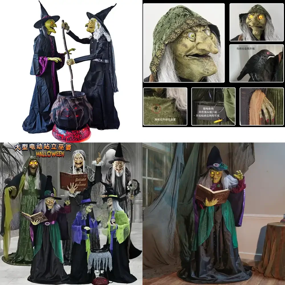 2026 Hot Sale Halloween Large Electric Witch Induction Prop for Theme Park Haunted House Decoration Ornament for