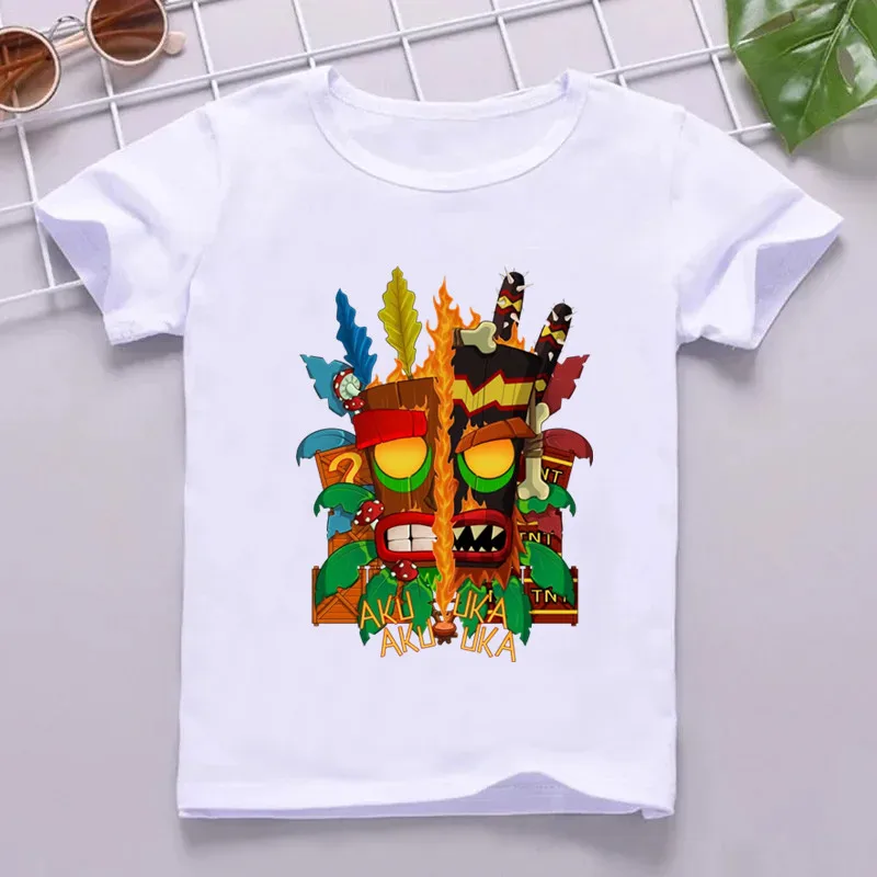 Gorąca wyprzedaż gra z Crash Bandicoot nadrukiem Cartoon dla dzieci T shirt śmieszne dziewczyny letnie topy chłopcy ubrania dziecięcy T-shirt z