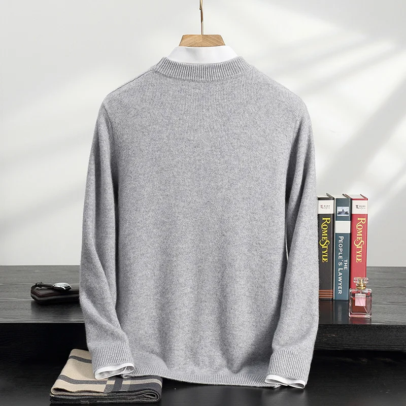 Autumn And Winter New Cashmere Sweater Men's Round Neck Thick Pullover Sweater Business Casual Plus Size Knit Bottoming Shirt.