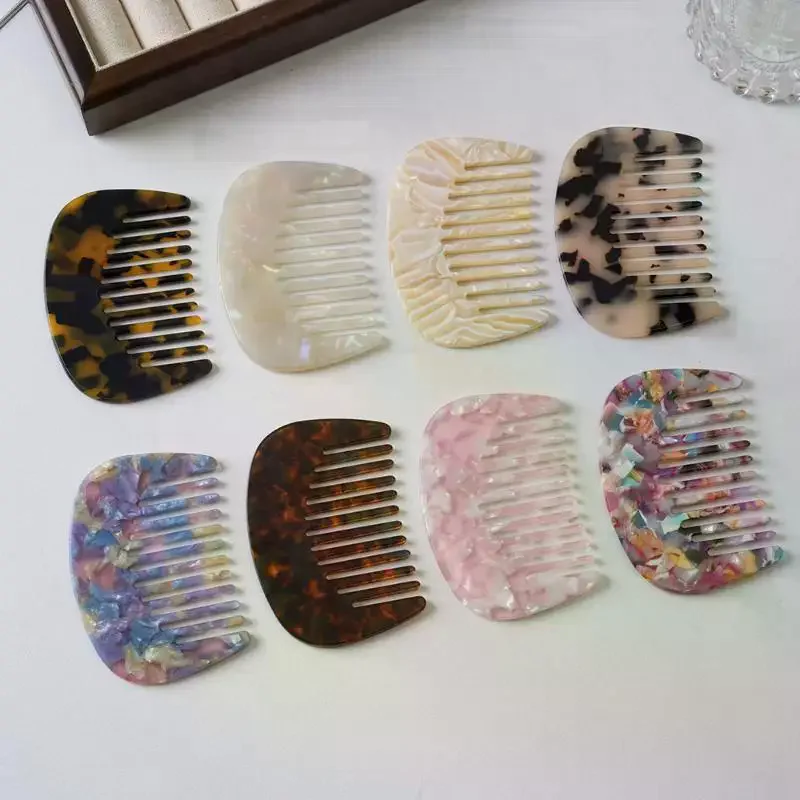 1Pcs Hairbush Women Girls Retro Marbled Scalp Massage Anti-static Portable Comb Acetate Small Hairdressing Comb Styling Tools