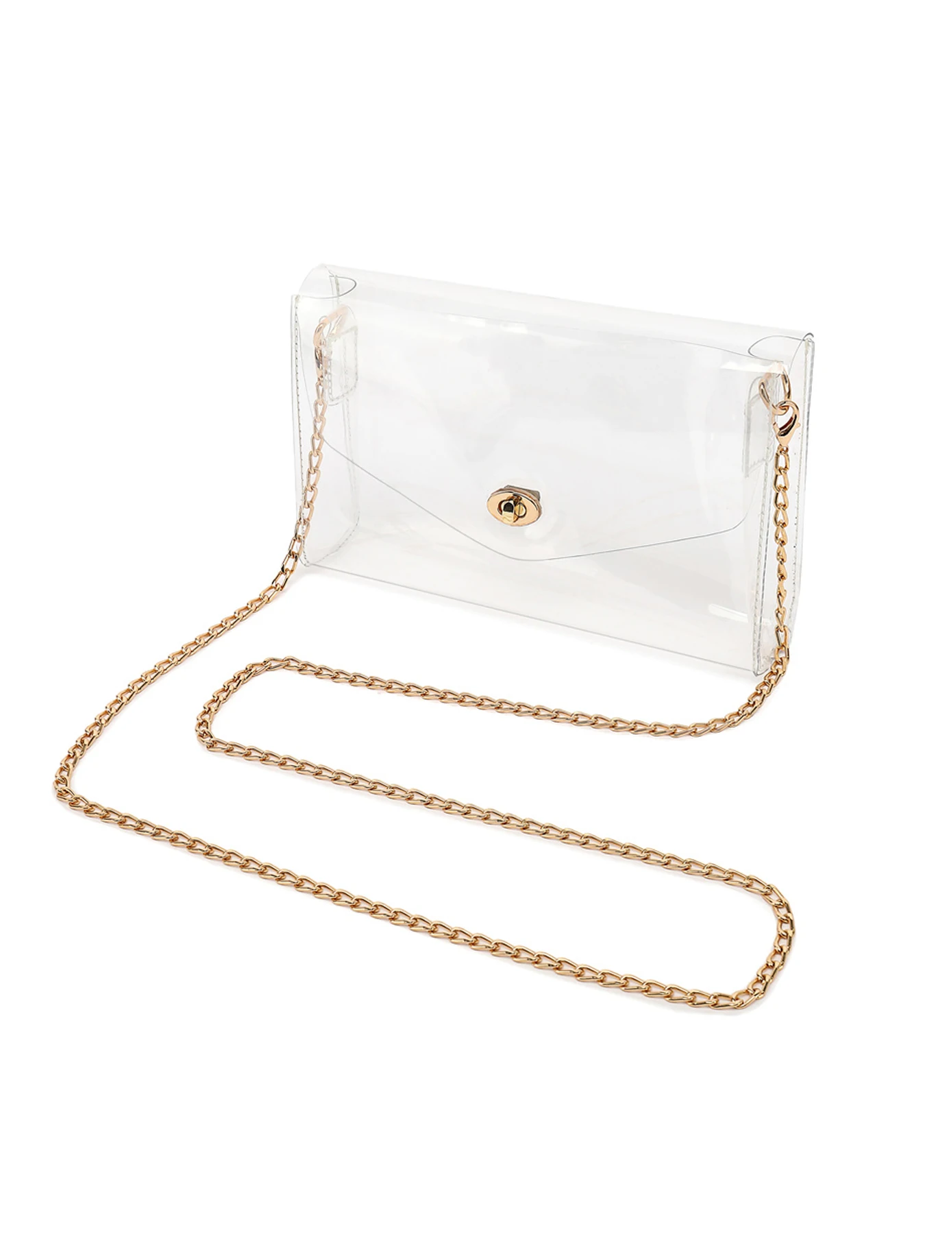 Clear Purse for Women Stadium Approved, Clear Crossbody Bag, Semi-leather Chain Strap Bag for Sports Event, Concert