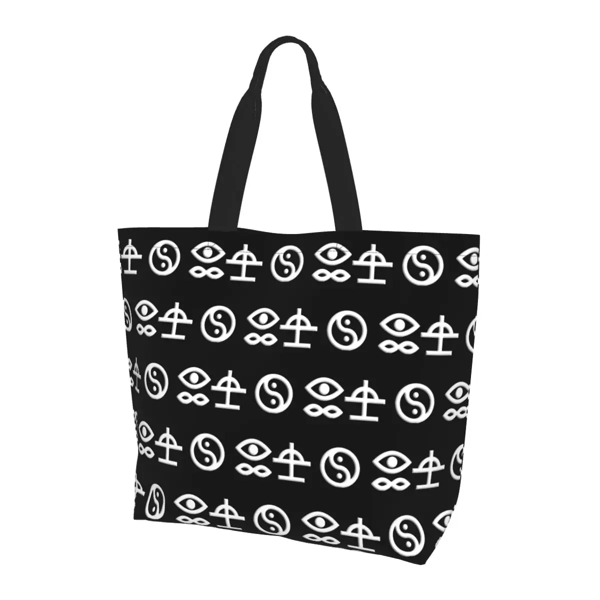 

Bad Omens Is An American Metalcore Shopping Tote Bag Холщовые сумки на плечо большой вместимости Сумка-шоппер для продуктов для женщин
