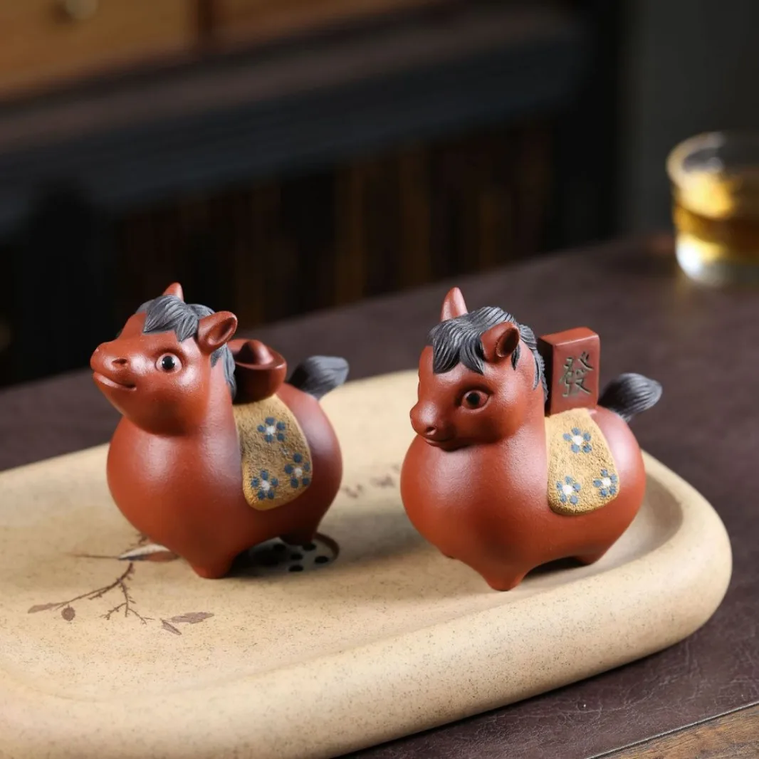 Purple Clay Fortune-Bringing Ornament, High-End Niche Chinese-Style Fortune-Attracting Desktop Decoration Gift, High Aesthetic