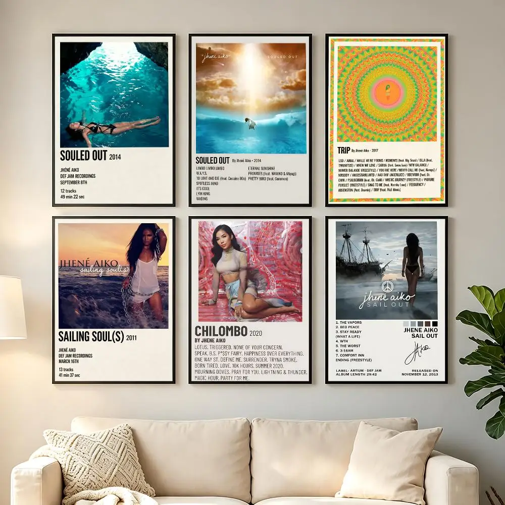 music Jhene Aiko Poster Poster HD Printing Comfortable and Fresh Style Wall Art Home Decor Living Room Cafe Gift