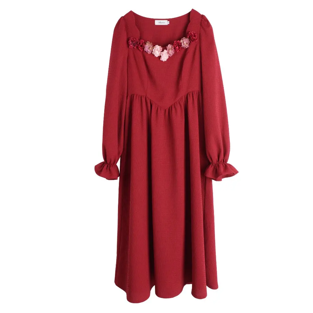 

K2806 платье больших размеров, осеннее платье в стиле Хепберн с 3D цветочным дизайном, женская одежда больших размеров больших сестер, элегантное повседневное платье