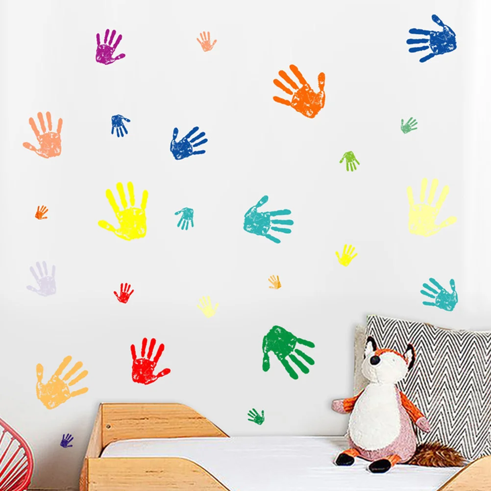 

Colorful Palm Prints PVC Wall Stickers Removable for Room Bedroom Living Room DIY Home Wall Decals 25x35 Freely Splicing