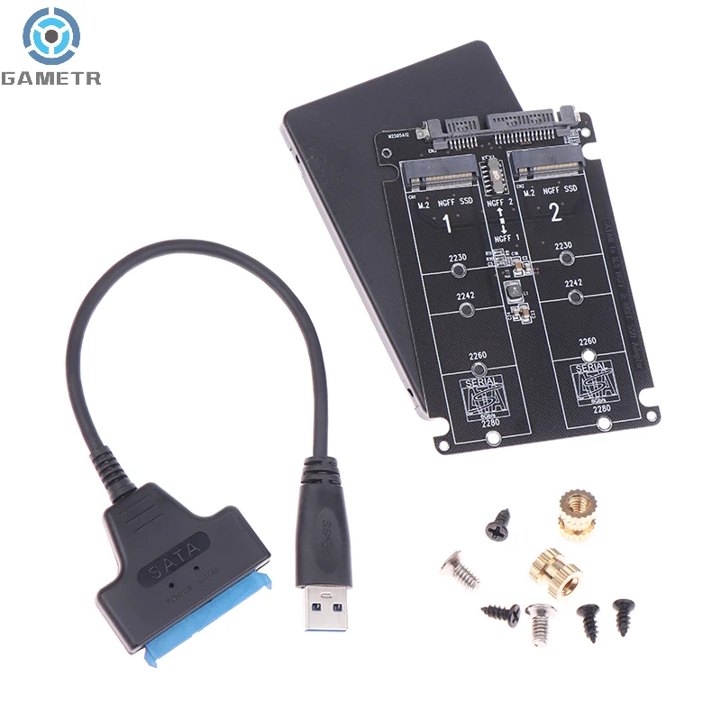 SATA Serial Port Adapter Card Converter, bandeja dupla, Cabo USB 3.0 para Laptop, Limite de velocidade, 2 Mouths, NGFF, SSD, M.2 a 2.5, 6Gbps