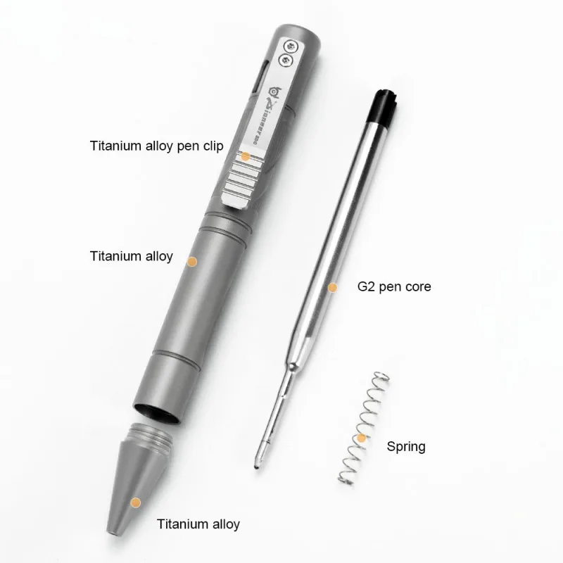 Wysuwany długopis ze stopu tytanu z klipsem G2 Refill Outdoor Tactical Pen Window Breaker EDC Tool Office Signature Pen