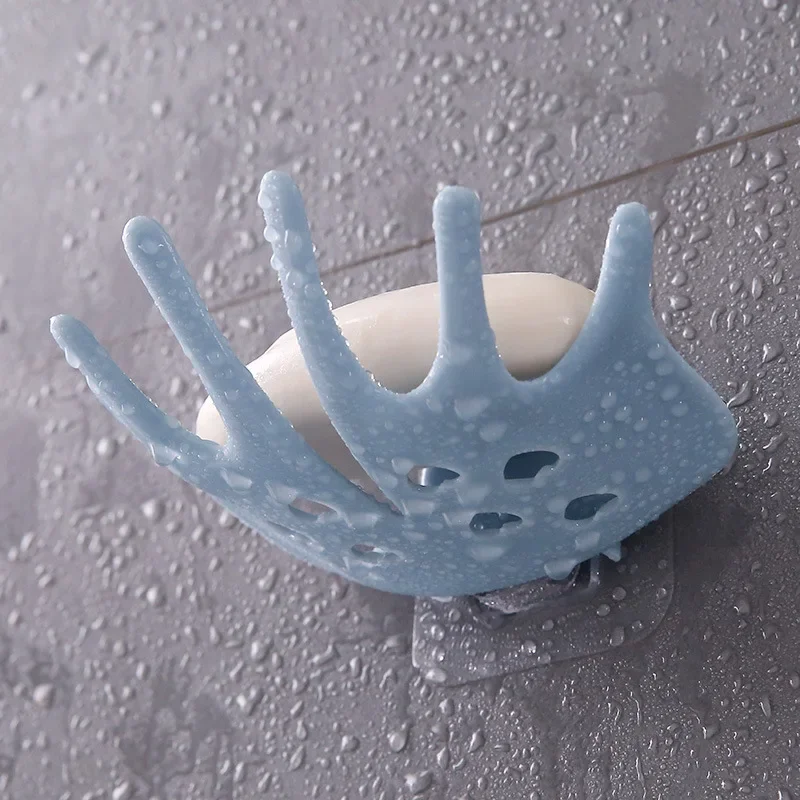 Soporte de jabón para baño, caja de almacenamiento de platos de ducha con drenaje, estante autoadhesivo montado en la pared