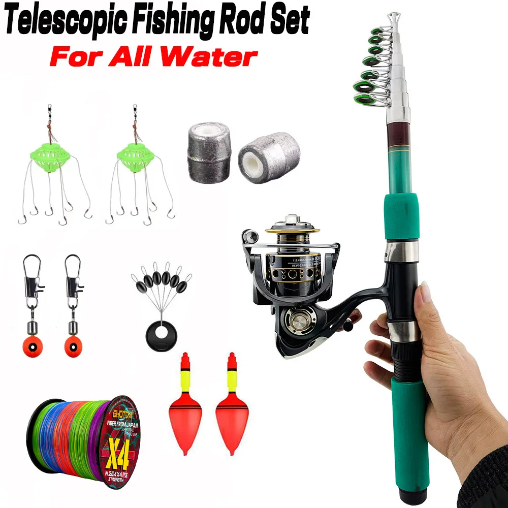 

Mini Short Telescopic Fishing Rods Travel Spinning Rod and Reel Combo Set 5.2:1 8kg Max Drag Reel For 1.8-3.6M Rod Reel Kit