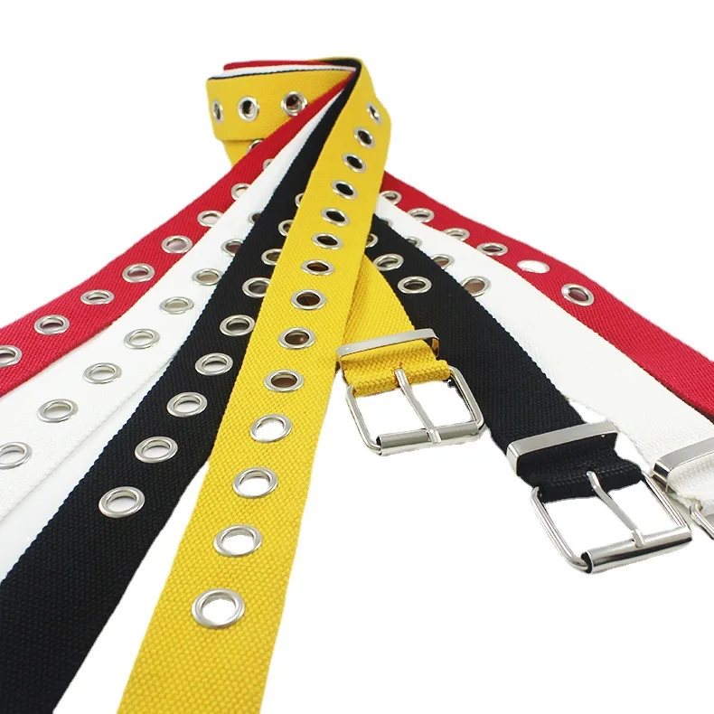 Trendy Everyday Versatile Women's Belt with Full-Hole Perforated Design Sturdy and Durable Canvas Belt Extended Length for Jeans