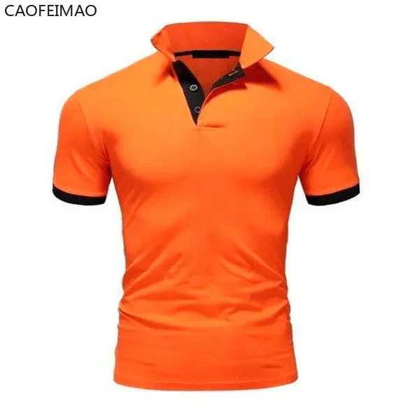 Caofeimao 2023 Polo Shirt Men Summer Stritching Men's Shorts Sleeve Polo Business Clothes Luxury Men Tee Shirt Brand Polos