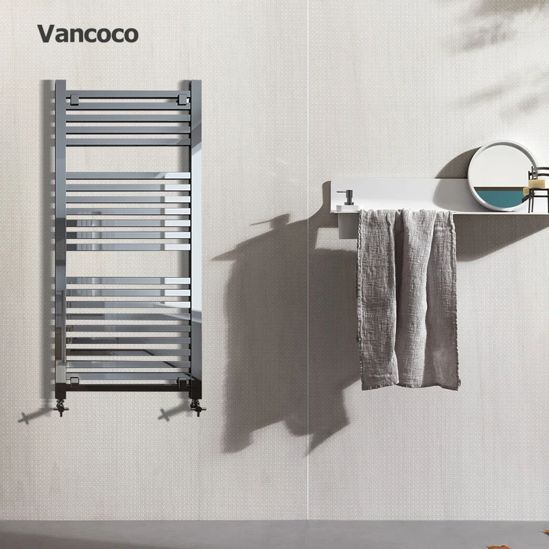 SS4 800*500mm luxury stainless steel square pipe heated towel rail rack