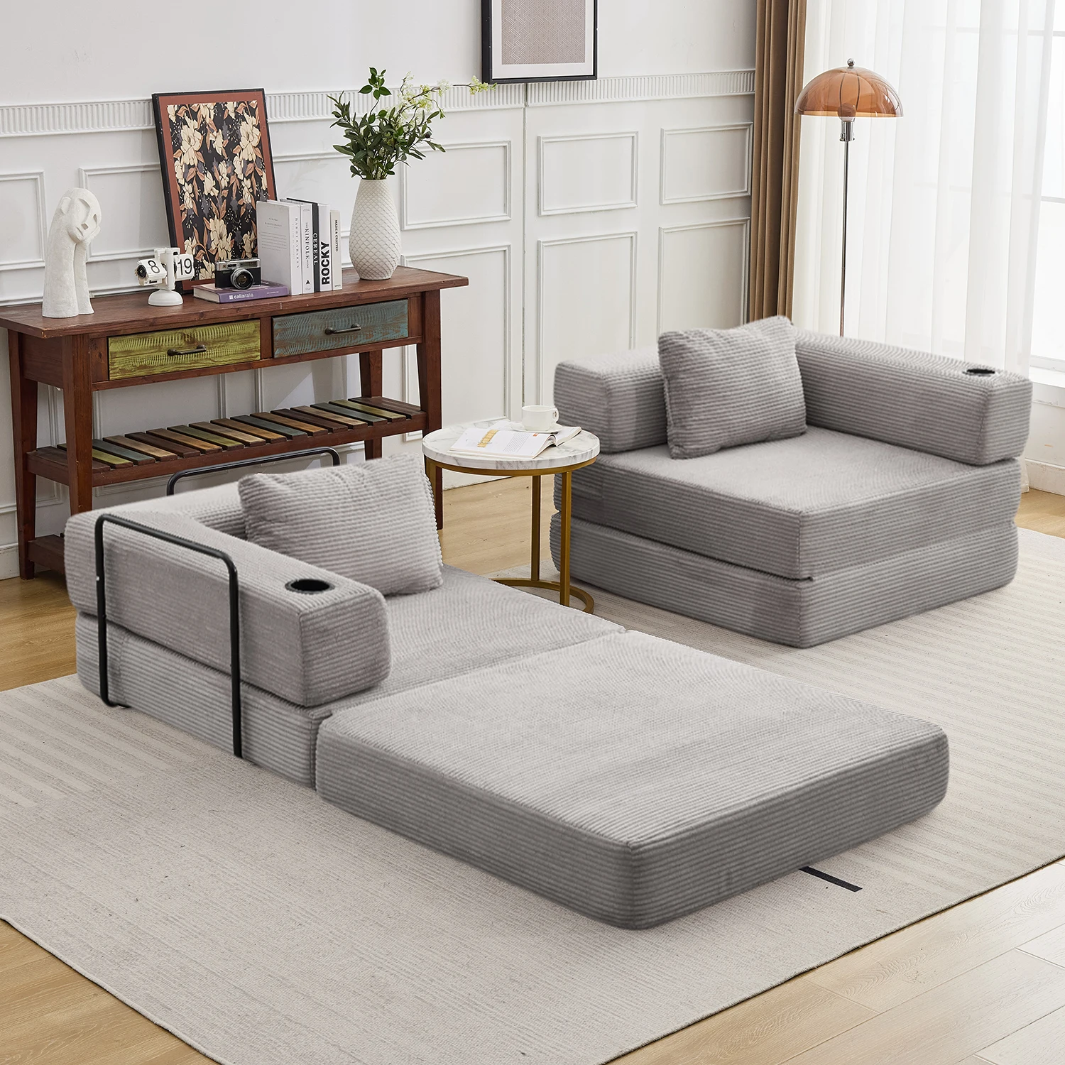 Picture 3: Sofa bed, compact home module, dual-purpose sofa, double-compression, foldable, fabric sofa bed.