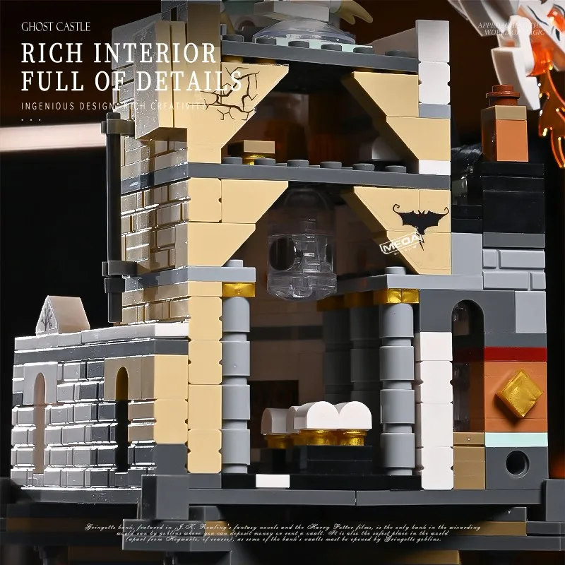 1056pcs 미니 매직 월드 드래곤 빌딩 벽돌 모델 DIY Gringotts 마법사 은행 자기 조립 블록 홈 데코 크리 에이 티브 장난감