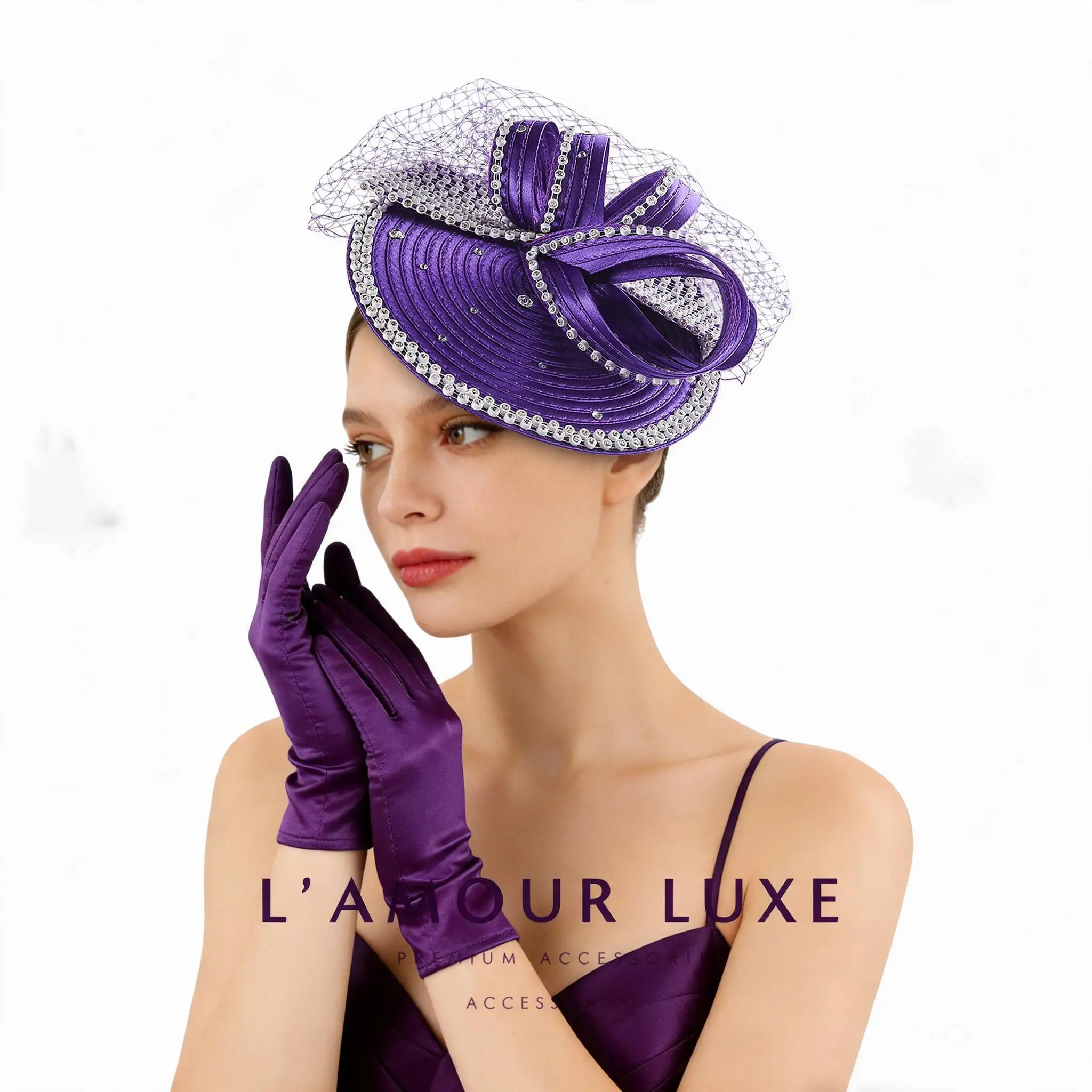 Elegant Vintage Rhinestone Embellished Fascinator Hat With Mesh Bow For Women Bridal Wedding Cocktail Party Kentucky Derby Tea