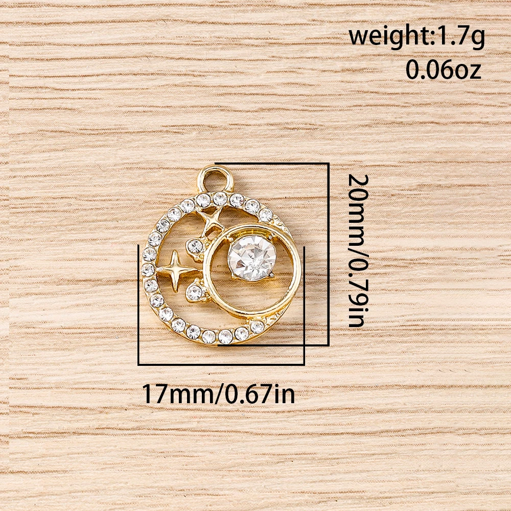 Tusember 10 Stück modische Anhänger in Gold- und Silberfarbe mit Kristallsternen für Halsketten, Ohrhänger und Schmuckherstellung – Detail 2