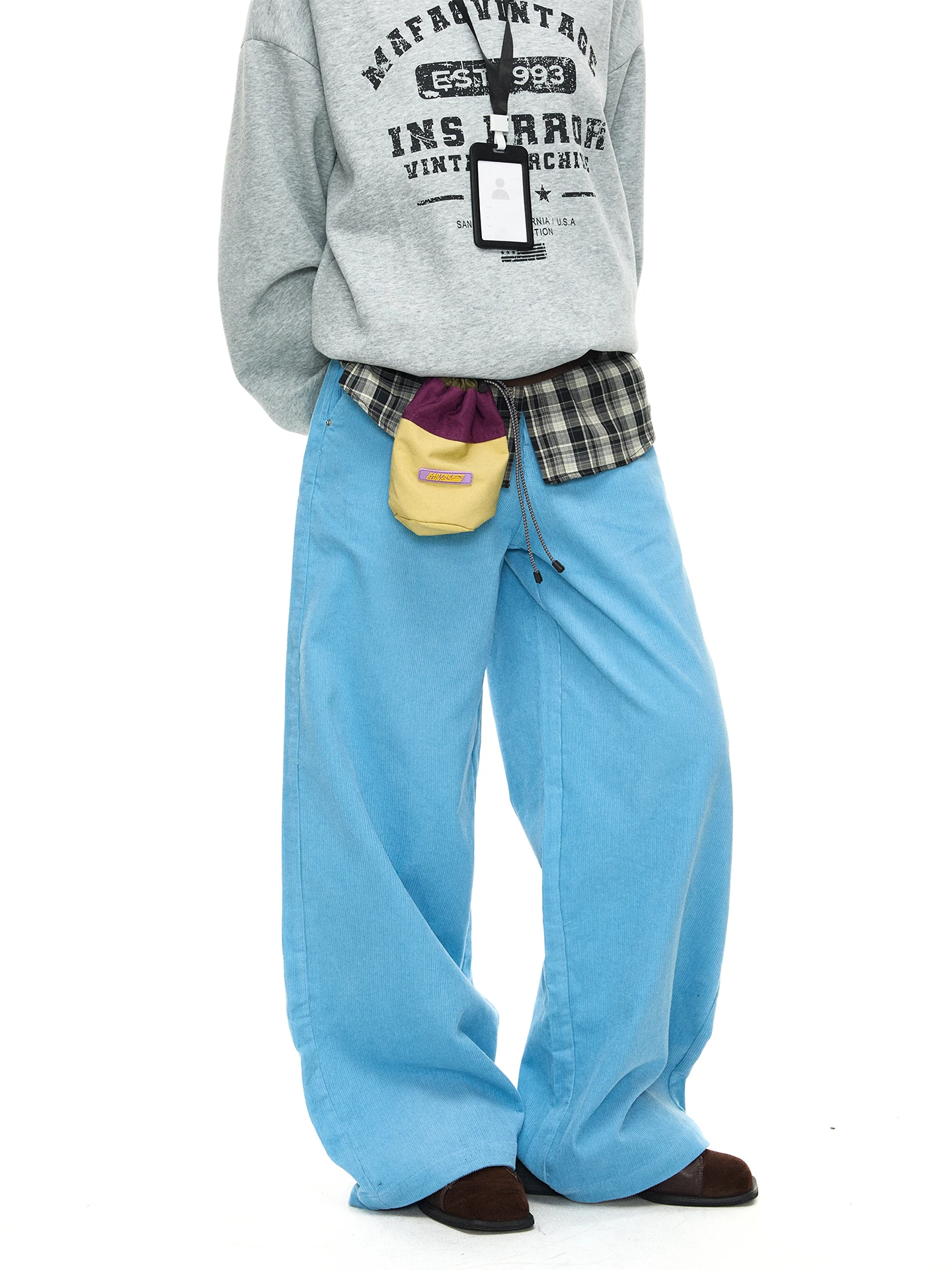 

Магазин Chen Zhanlao: Американские ретро-брюки из вельвета с широкими штанинами, женские свободные прямые повседневные брюки, брюки в пол для создания расслабленного образа