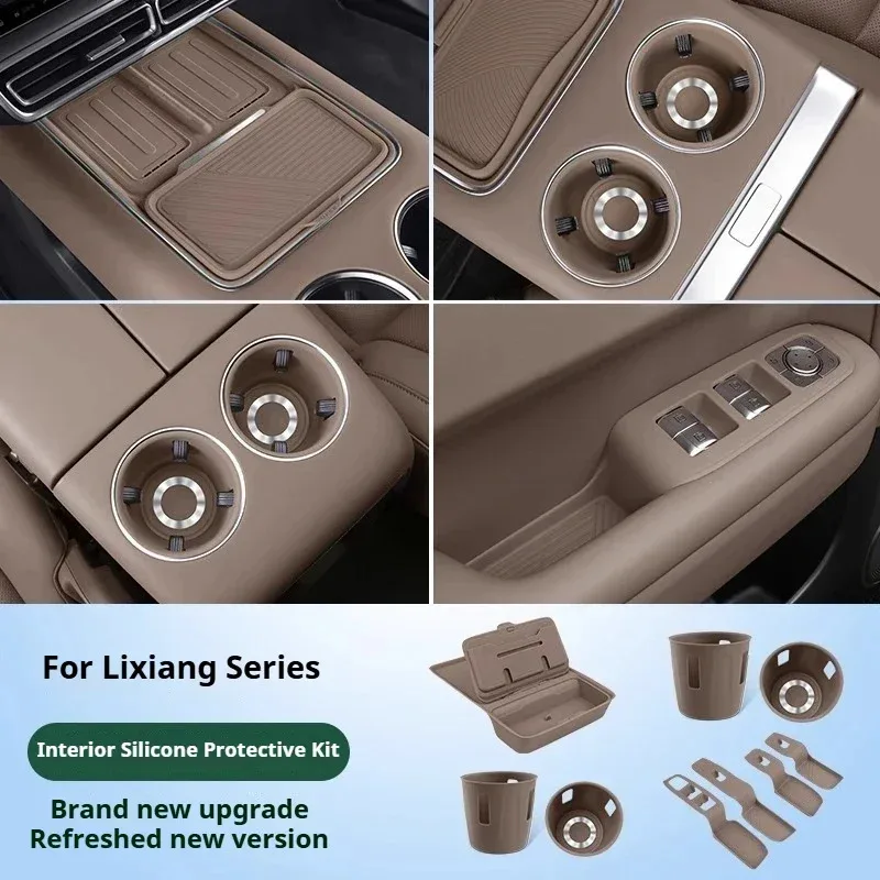 

For Li Lixiang L6 L7 L8 L9 Central Control Silicone Wireless Charging Storage Box Water Cup Anti-slip Holder Door Handle Pad