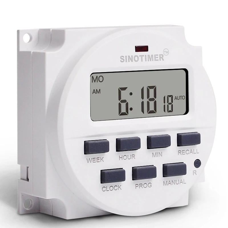 SINOTIMER-LCD Digital Timer, Programmable Time Switch, TM618N-4, 15.98 Inch, 12V DC, 7 Days