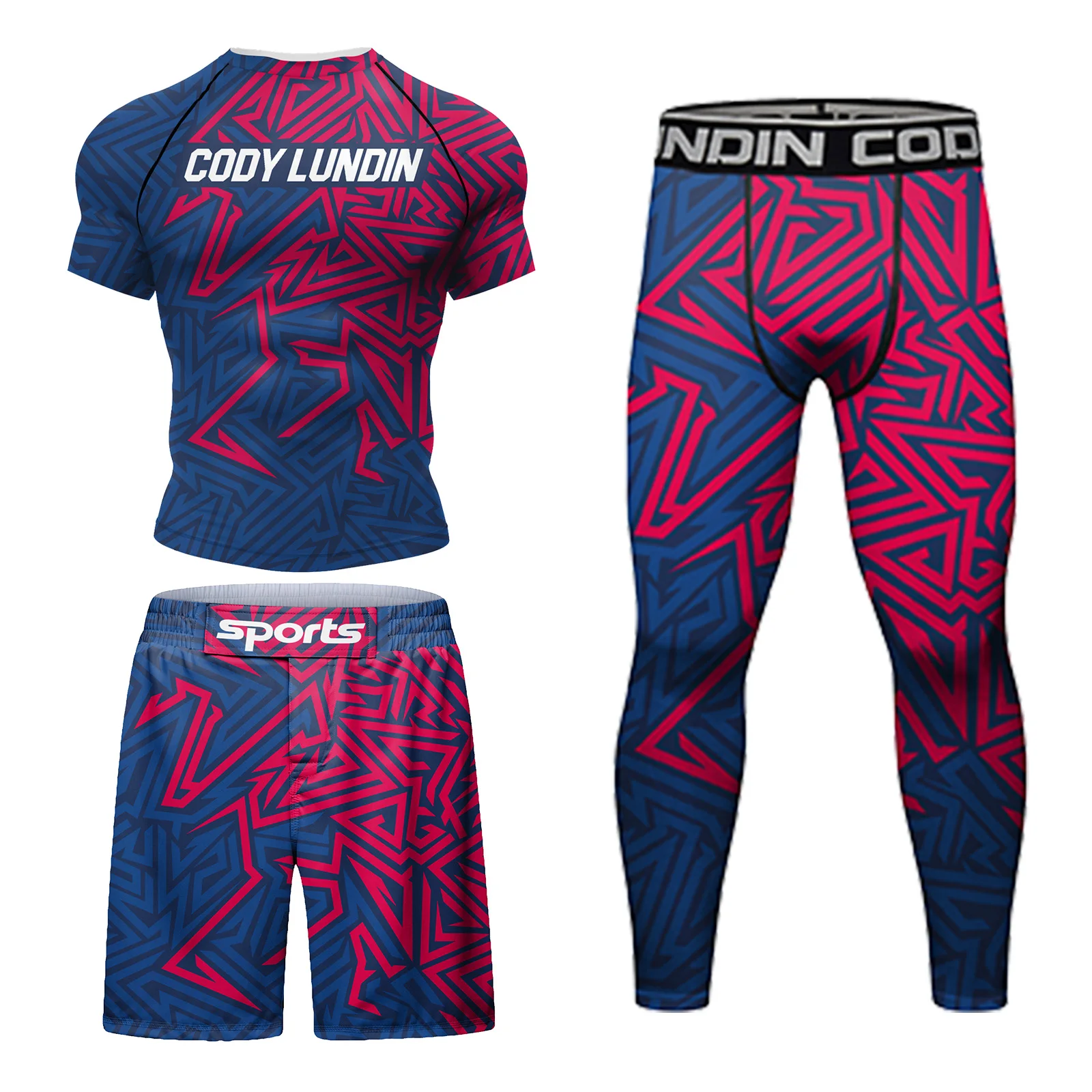 Cody Lundin Men's High-Quality Sports suit Long Sleeved/Short Sleeved Shirt+Long Pants/Shorts Quick Dry Gym Fitness Sportswear