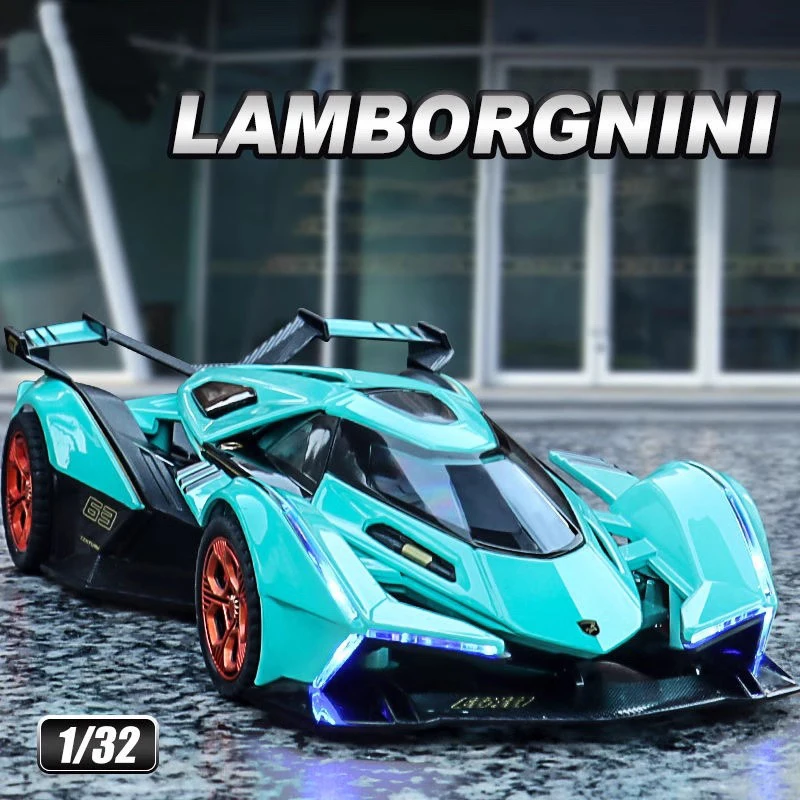 1:32 Lamborghini V12 Vision GT Gran Turismo суперкар из сплава, модель автомобиля, литой под давлением бутик, украшение, коллекционный подарок для хобби для парня