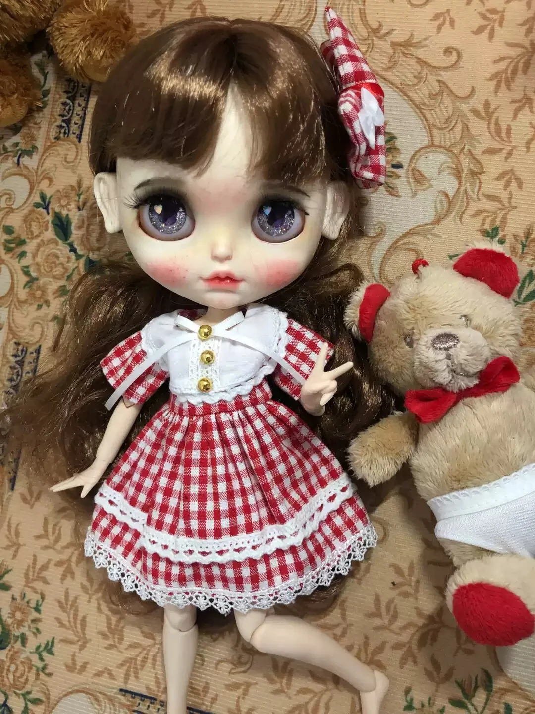 

Big sale Dula Doll Clothes Dress Red checkered skirt Blythe Qbaby ob24 ob22 Azone Licca ICY JerryB 1/6 Bjd Doll Accessories