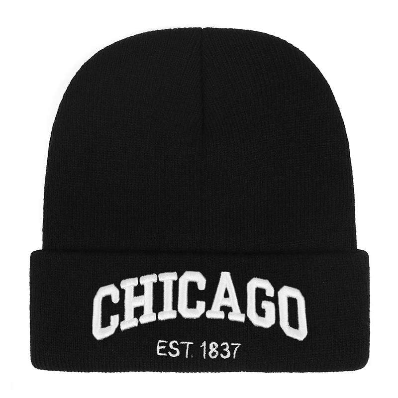 2025 Simple Fashion New Knitted Hat Chicago Boston San Francisco Embroidered Borderless Hat Daily Commuter Bean Hat Hip Hop Hat