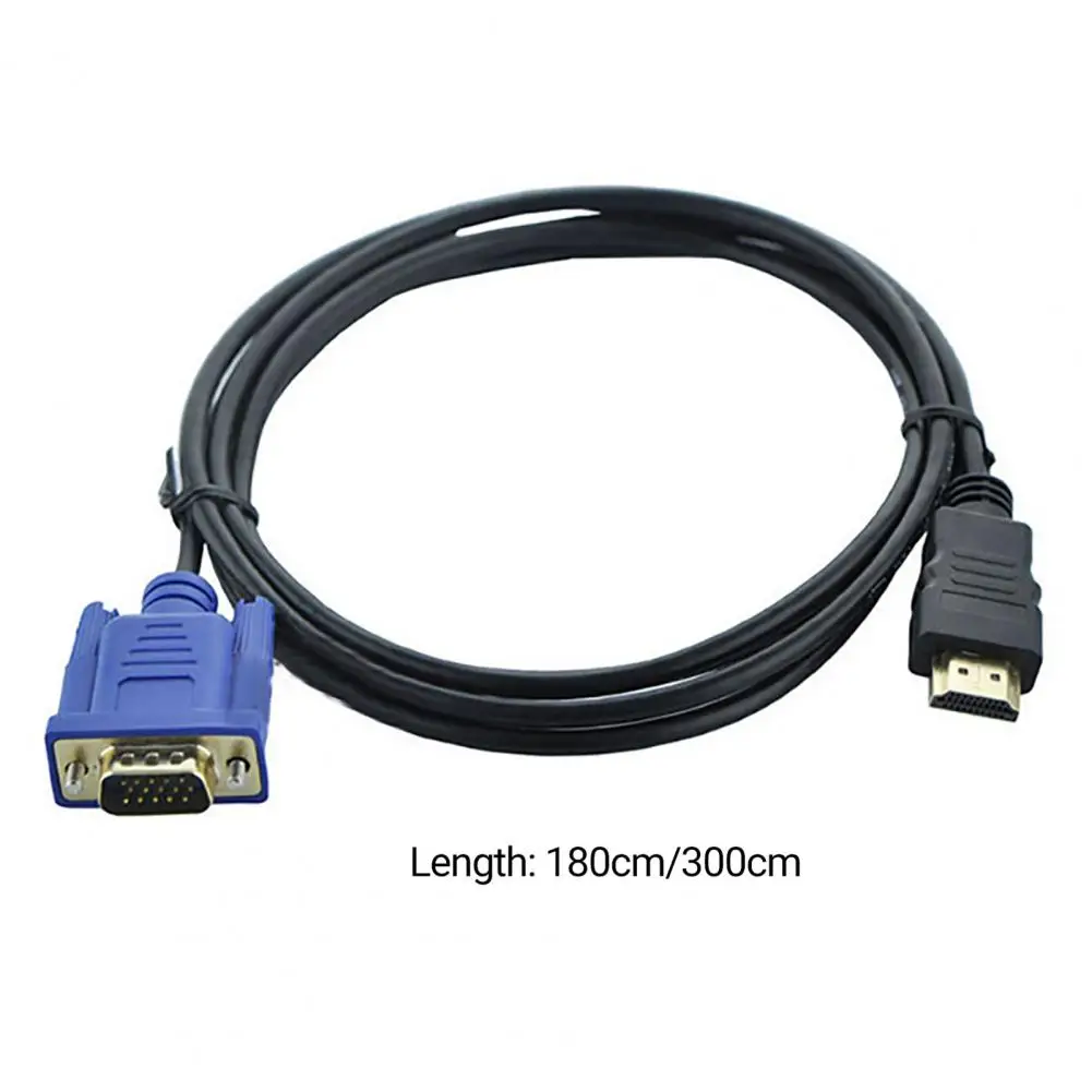 Video Adapter Cable Anti-interference Professional Video Cable High-speed HDMI-compatible Male to VGA Male Video Cord