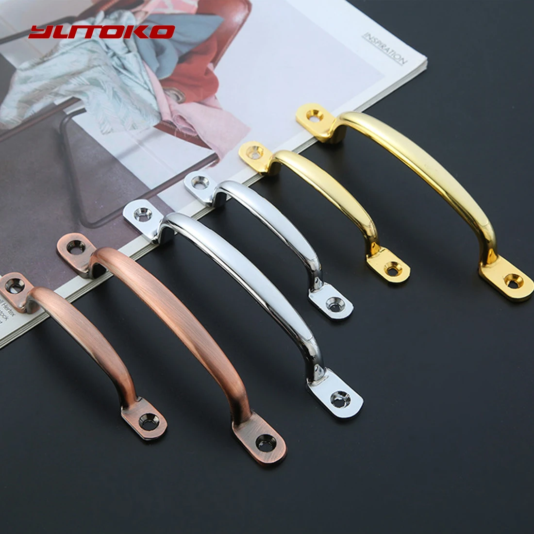 Gold Door Handles Red Bronze Drawer Pulls Kitchen Cabinet Handles and Knobs Wardrobe Jewelry Box Furniture Handles Hardware