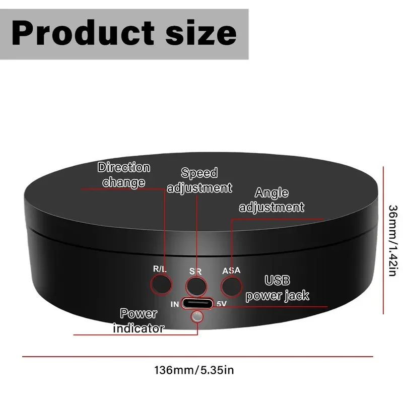 Electric Rotating Display Stand Mirror 360 Degree Turntable Jewelry Holder Battery for Photography Video Shooting Props
