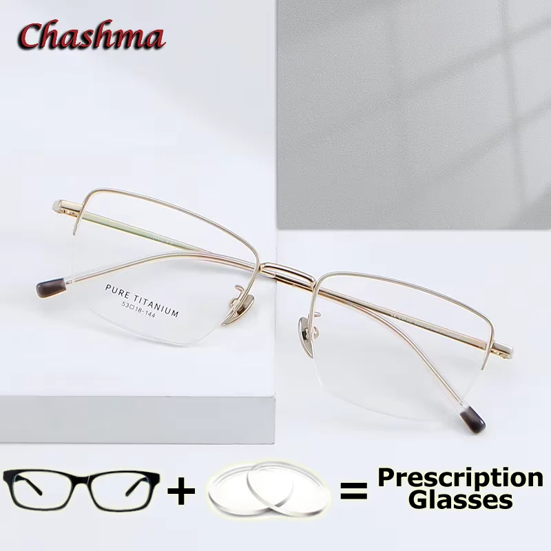 

Chashma Prescription Glasses Pure Titanium Medium Eyeglasses Color Change Blue Ray Block Digital Multifocal Glasses for Male