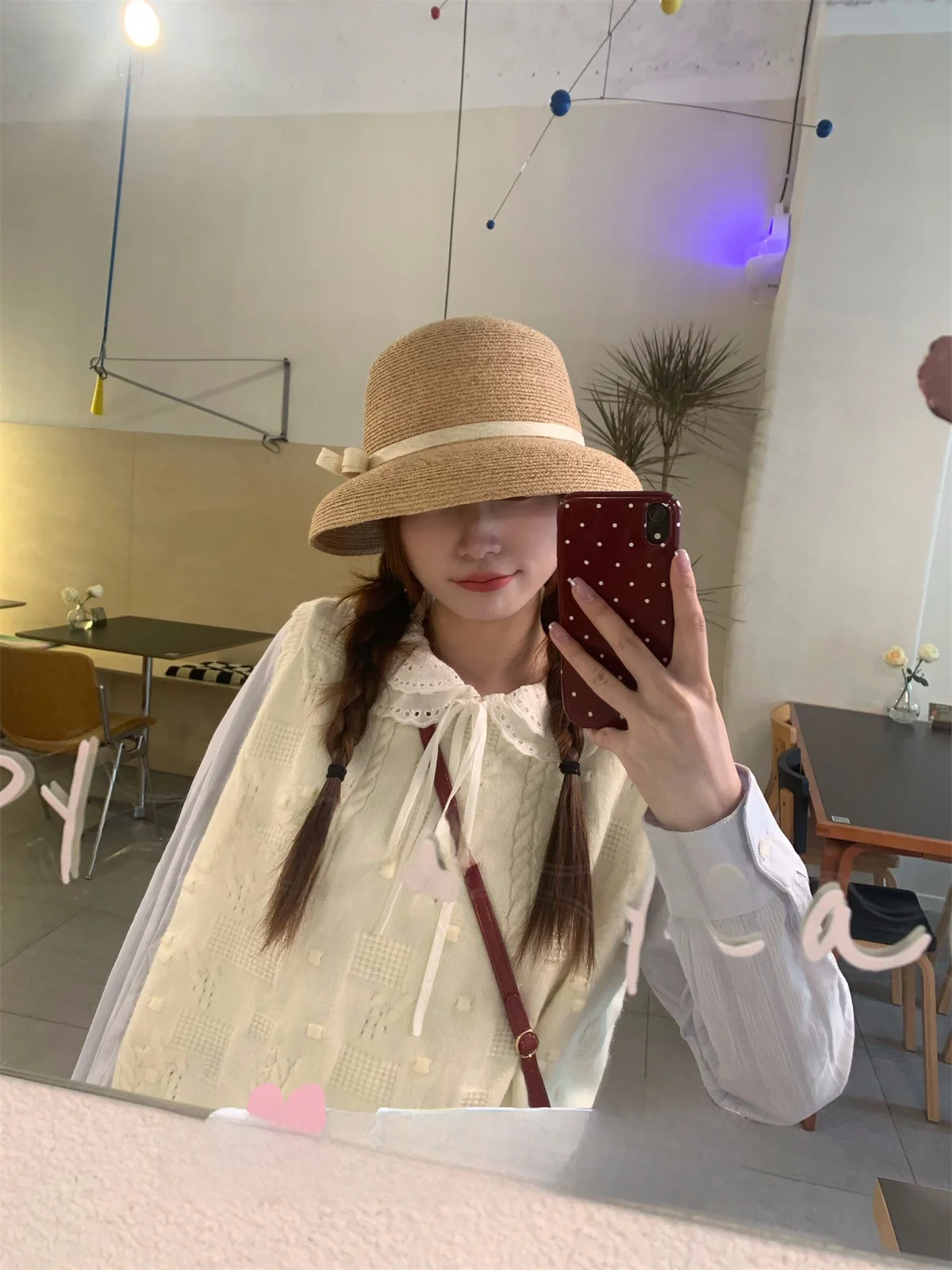 

TheDouerr Milk Cookie Knitted Sweater Vest Overhead Sle Sweet Sle Color Regular Length Spring 2025 Women's Faion