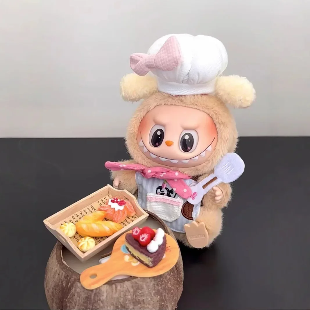 Vêtements Labubu 17 cm, pendentif boîte aveugle de première et deuxième génération, mini ensemble de vêtements de poupée série cuisine