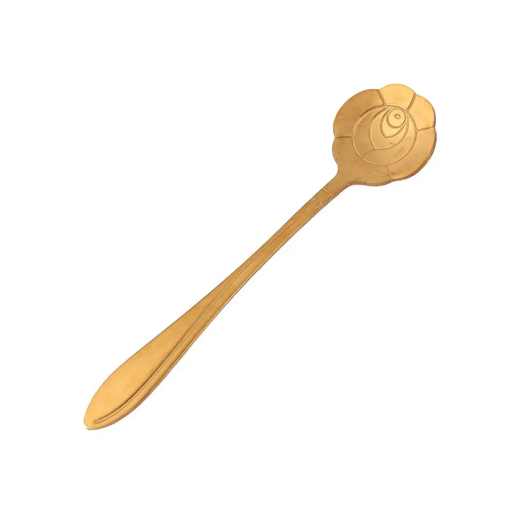 Red Bar tools Mixing Spoon Stainless Steel for Sugar Ice Cream Coffee Dessert Flower Spoon Set Soup Spoon Cutlery Set Teaspoon